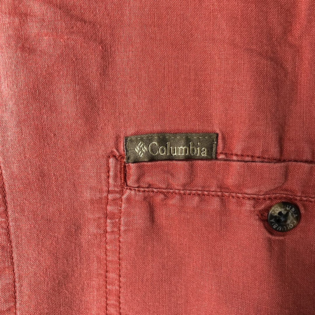 2000'S Columbia Short Sleeve Ramie and Cotton Box Shirt, Men's Size L Lamy red type Vintage Second Hand