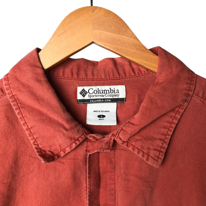2000'S Columbia Short Sleeve Ramie and Cotton Box Shirt, Men's Size L Lamy red type Vintage Second Hand