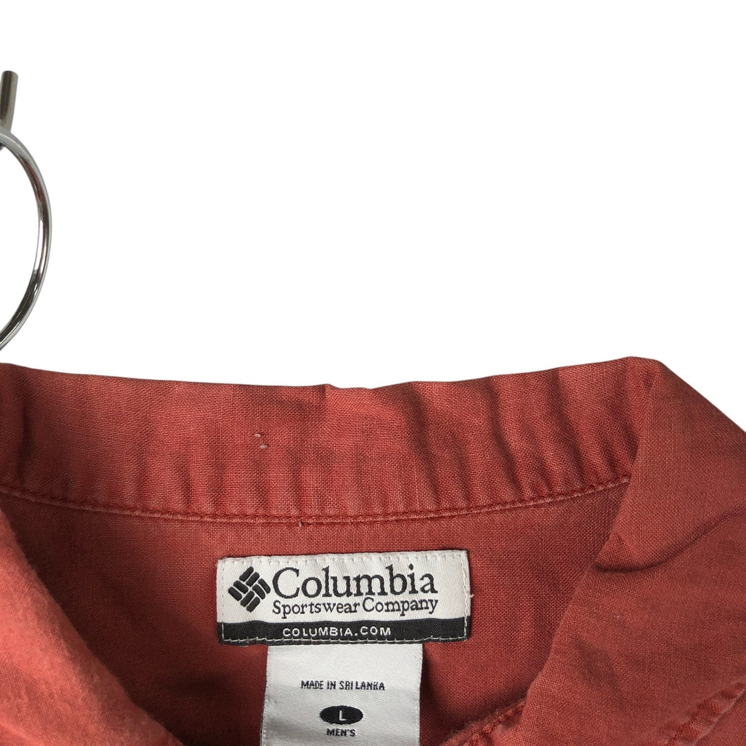 2000'S Columbia Short Sleeve Ramie and Cotton Box Shirt, Men's Size L Lamy red type Vintage Second Hand