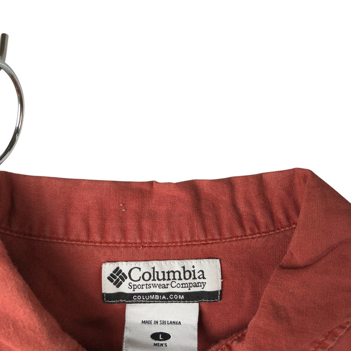 2000'S Columbia Short Sleeve Ramie and Cotton Box Shirt, Men's Size L Lamy red type Vintage Second Hand