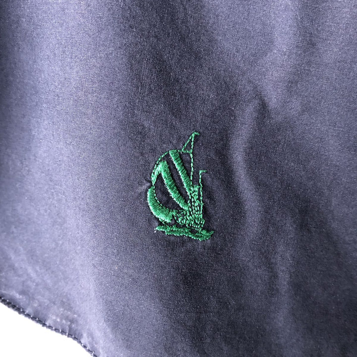 Vintage 90'S Nautica striped pattern half-button collared warm-up pullover, men's size L cotton navy blue type Vintage Second Hand