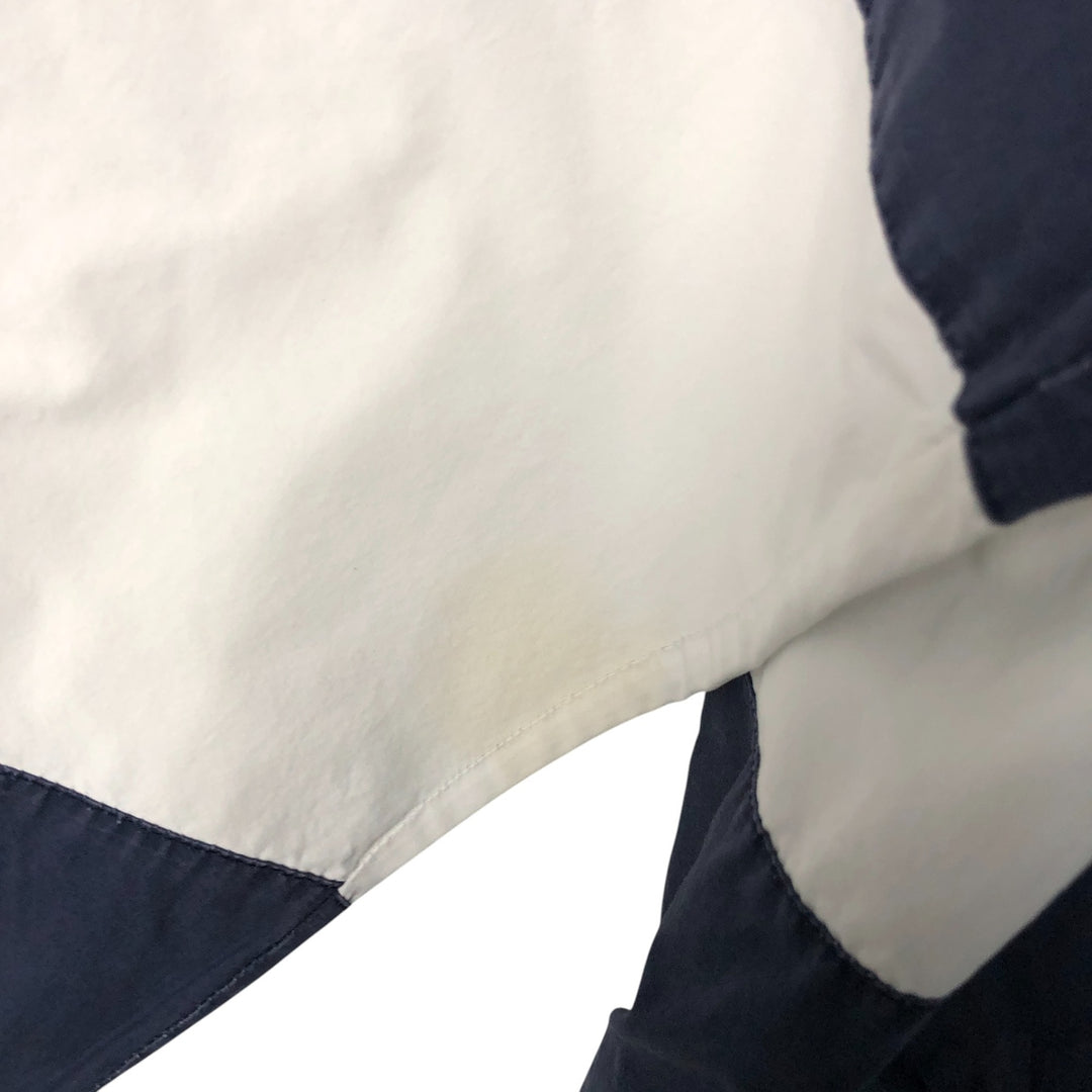 Vintage 90'S Nautica striped pattern half-button collared warm-up pullover, men's size L cotton navy blue type Vintage Second Hand