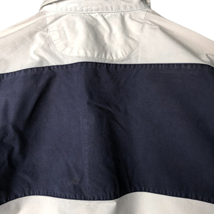 Vintage 90'S Nautica striped pattern half-button collared warm-up pullover, men's size L cotton navy blue type Vintage Second Hand