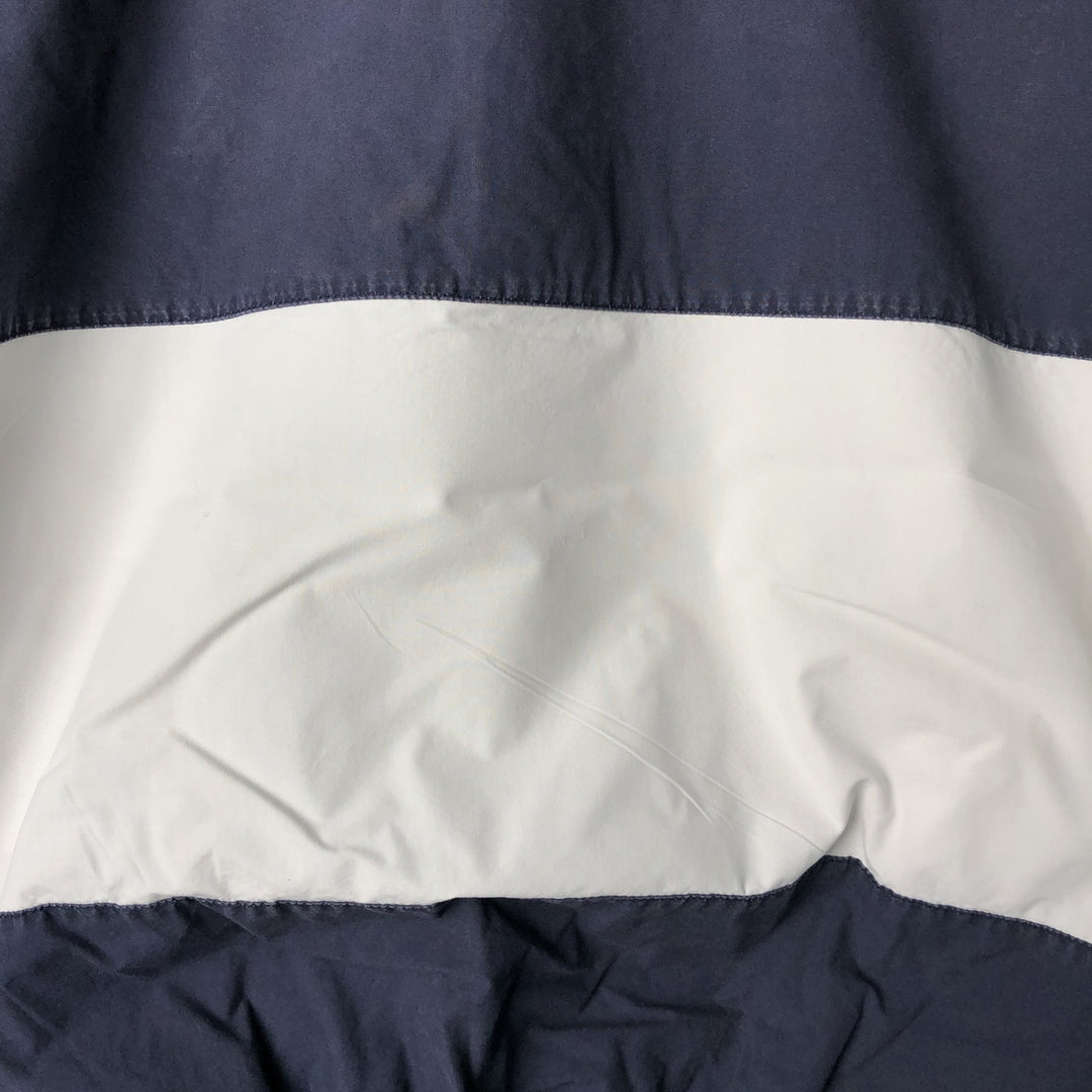 Vintage 90'S Nautica striped pattern half-button collared warm-up pullover, men's size L cotton navy blue type Vintage Second Hand