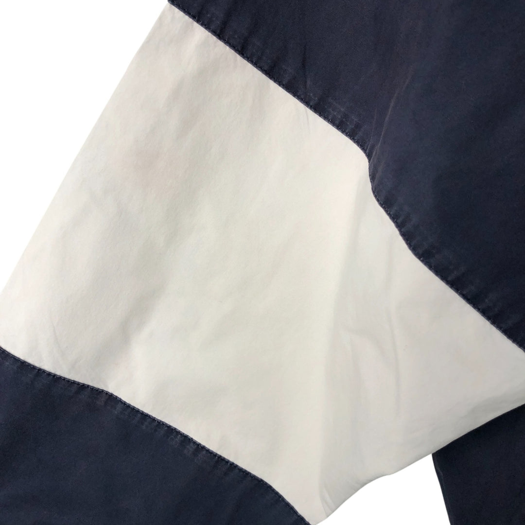 Vintage 90'S Nautica striped pattern half-button collared warm-up pullover, men's size L cotton navy blue type Vintage Second Hand