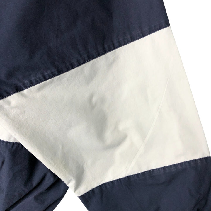 Vintage 90'S Nautica striped pattern half-button collared warm-up pullover, men's size L cotton navy blue type Vintage Second Hand