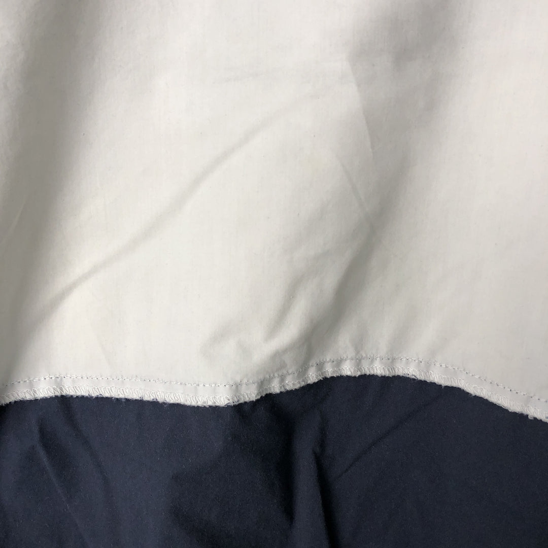 Vintage 90'S Nautica striped pattern half-button collared warm-up pullover, men's size L cotton navy blue type Vintage Second Hand