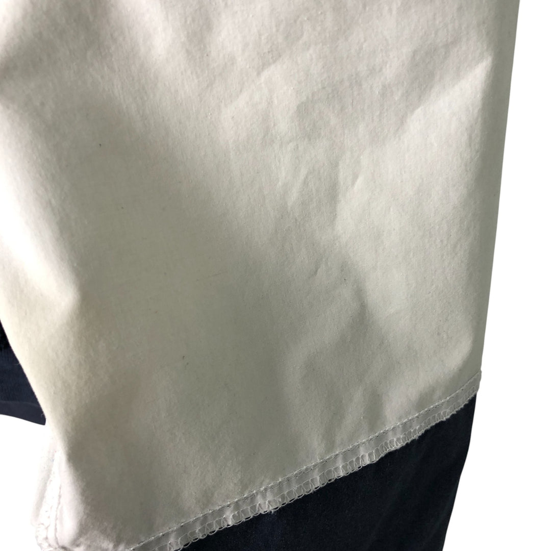 Vintage 90'S Nautica striped pattern half-button collared warm-up pullover, men's size L cotton navy blue type Vintage Second Hand