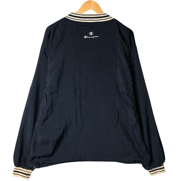 90'S Champion V-neck nylon pullover, men's size L, vintage Nylon navy blue type Vintage Second Hand