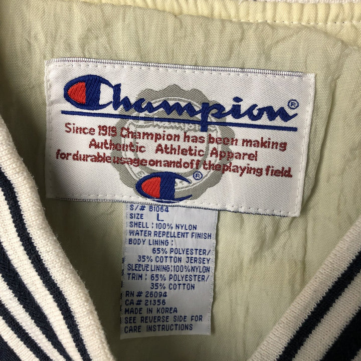 90'S Champion V-neck nylon pullover, men's size L, vintage Nylon navy blue type Vintage Second Hand