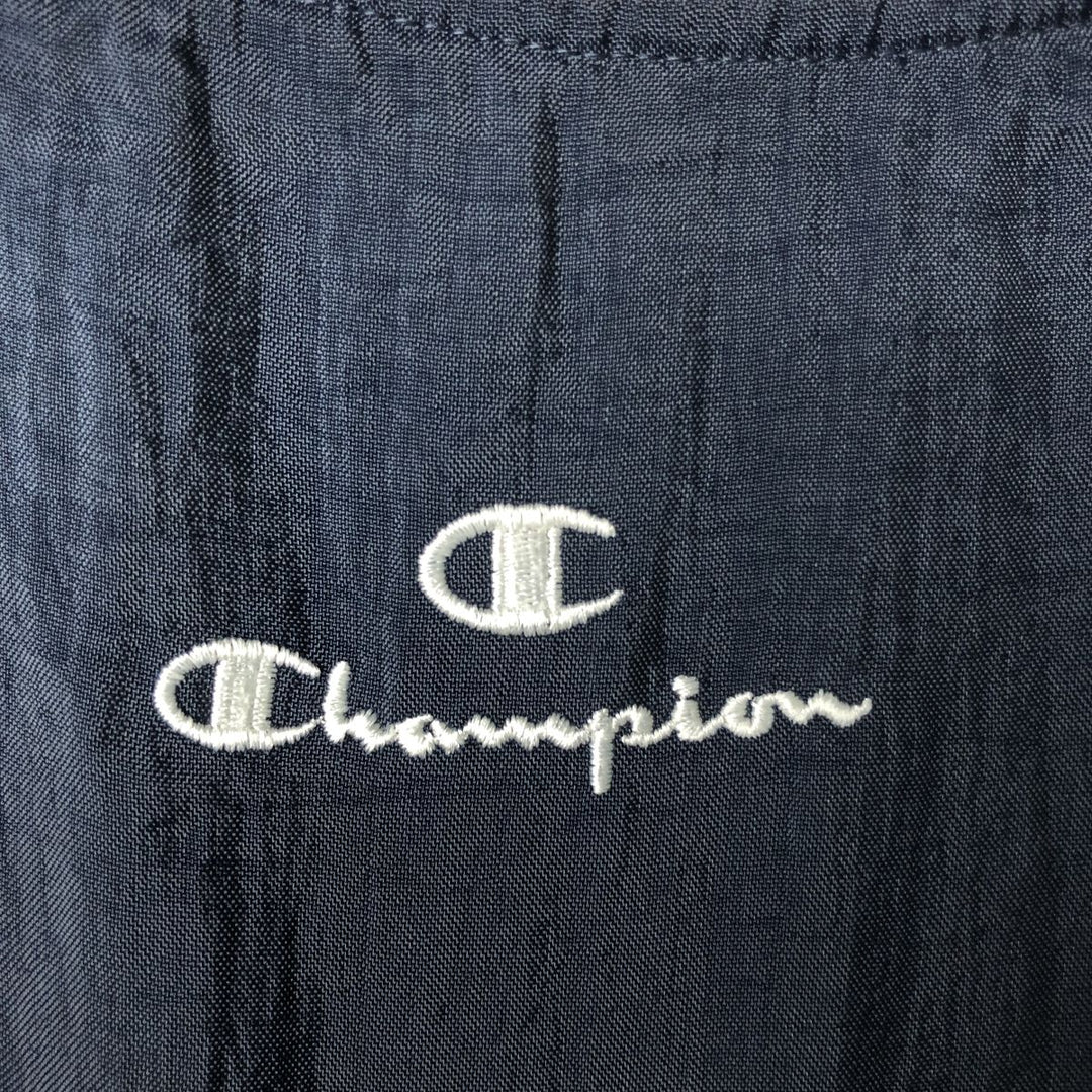 90'S Champion V-neck nylon pullover, men's size L, vintage Nylon navy blue type Vintage Second Hand