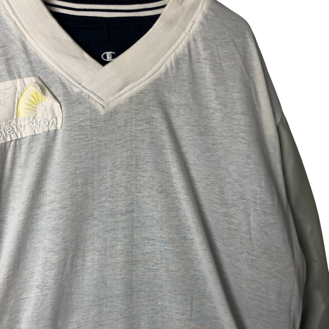 90'S Champion V-neck nylon pullover, men's size L, vintage Nylon navy blue type Vintage Second Hand