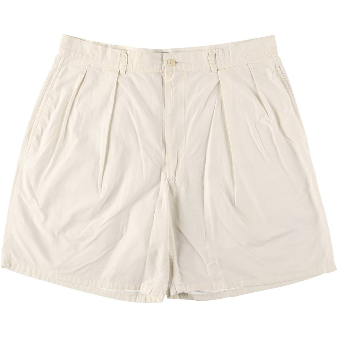 Vintage 90'S Polo by Ralph Lauren two-pleat chino shorts, made in the USA, men's size W35. cotton ivory Vintage Second Hand