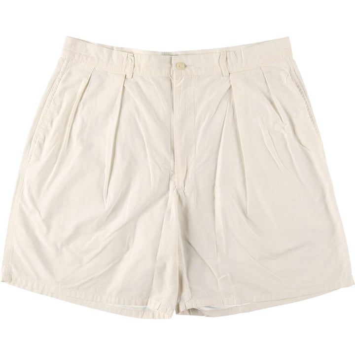 Vintage 90'S Polo by Ralph Lauren two-pleat chino shorts, made in the USA, men's size W35. cotton ivory Vintage Second Hand