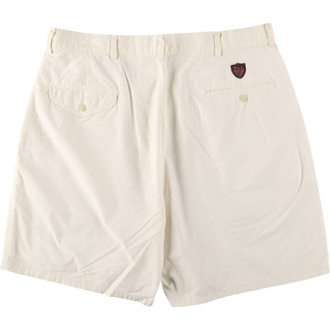 Vintage 90'S Polo by Ralph Lauren two-pleat chino shorts, made in the USA, men's size W35. cotton ivory Vintage Second Hand