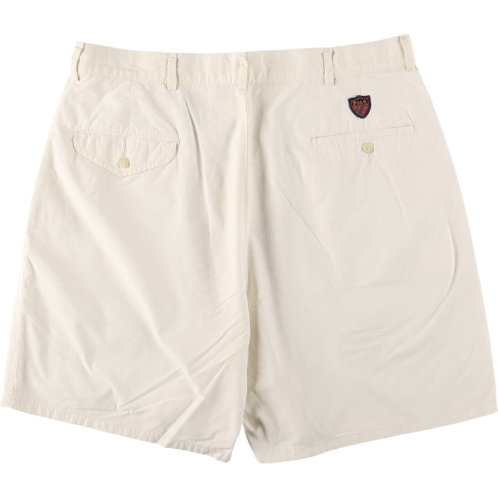 Vintage 90'S Polo by Ralph Lauren two-pleat chino shorts, made in the USA, men's size W35. cotton ivory Vintage Second Hand