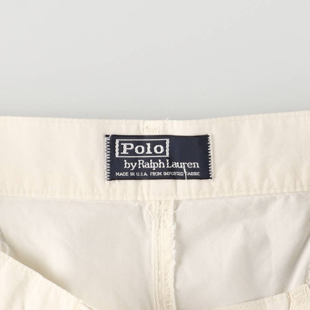 Vintage 90'S Polo by Ralph Lauren two-pleat chino shorts, made in the USA, men's size W35. cotton ivory Vintage Second Hand