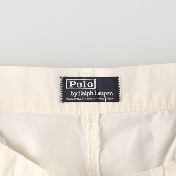 Vintage 90'S Polo by Ralph Lauren two-pleat chino shorts, made in the USA, men's size W35. cotton ivory Vintage Second Hand