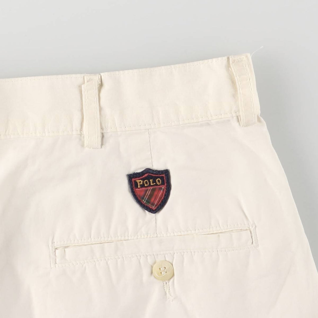 Vintage 90'S Polo by Ralph Lauren two-pleat chino shorts, made in the USA, men's size W35. cotton ivory Vintage Second Hand