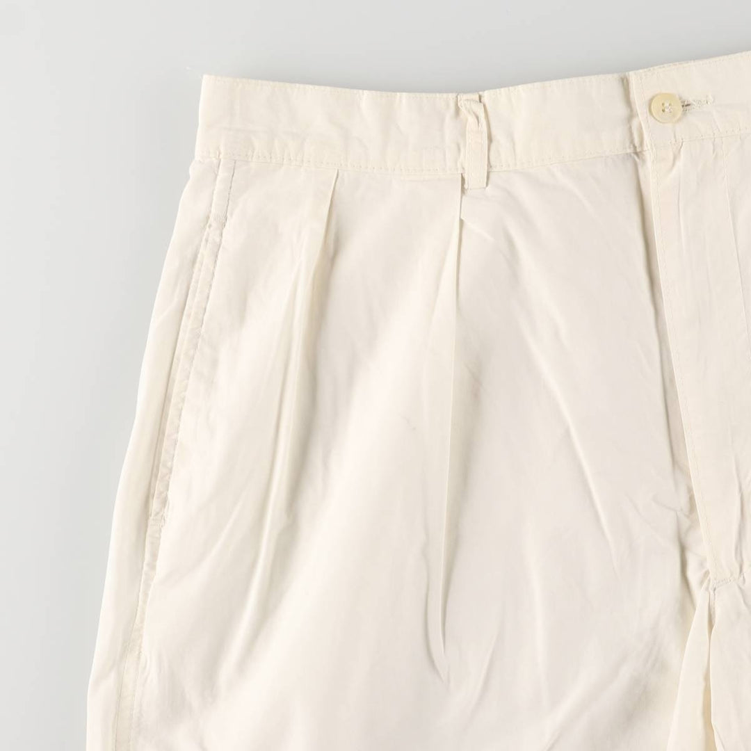 Vintage 90'S Polo by Ralph Lauren two-pleat chino shorts, made in the USA, men's size W35. cotton ivory Vintage Second Hand