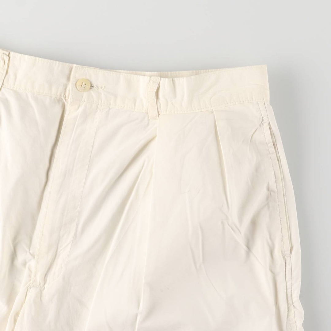 Vintage 90'S Polo by Ralph Lauren two-pleat chino shorts, made in the USA, men's size W35. cotton ivory Vintage Second Hand