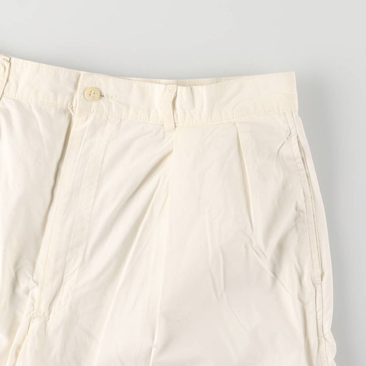 Vintage 90'S Polo by Ralph Lauren two-pleat chino shorts, made in the USA, men's size W35. cotton ivory Vintage Second Hand