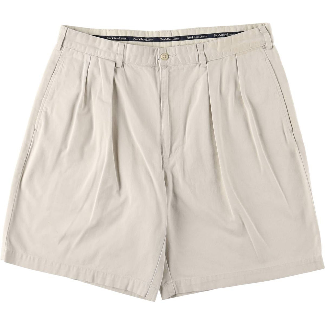 Ralph Lauren Polo Ralph Lauren Two-Pleated Chino Shorts, Made in USA, Men's Size W36 cotton Beige type Vintage Second Hand
