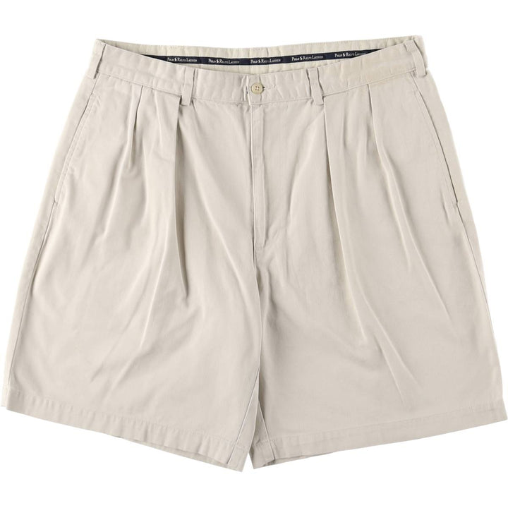 Ralph Lauren Polo Ralph Lauren Two-Pleated Chino Shorts, Made in USA, Men's Size W36 cotton Beige type Vintage Second Hand