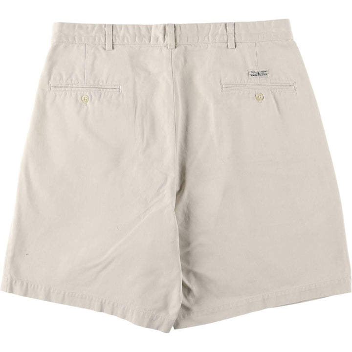 Ralph Lauren Polo Ralph Lauren Two-Pleated Chino Shorts, Made in USA, Men's Size W36 cotton Beige type Vintage Second Hand