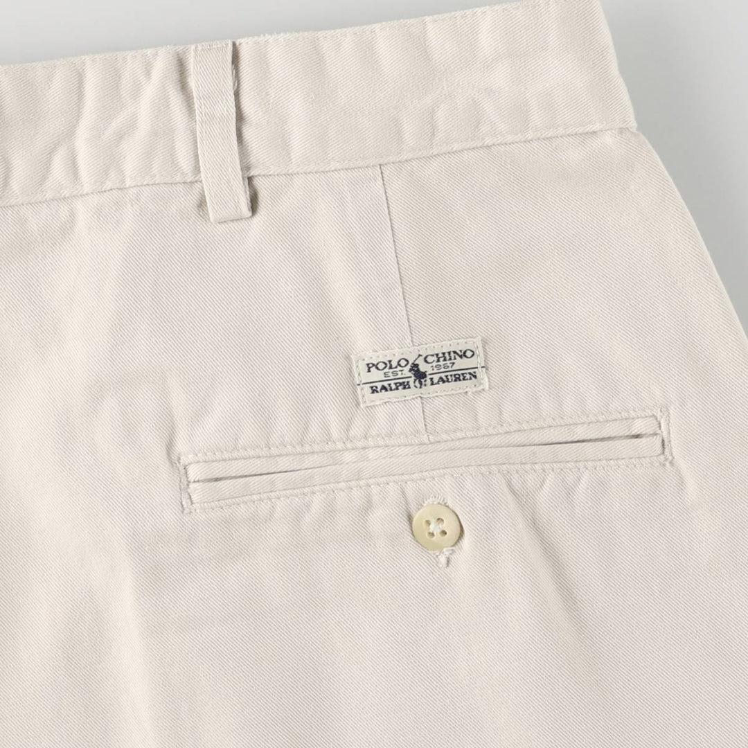 Ralph Lauren Polo Ralph Lauren Two-Pleated Chino Shorts, Made in USA, Men's Size W36 cotton Beige type Vintage Second Hand