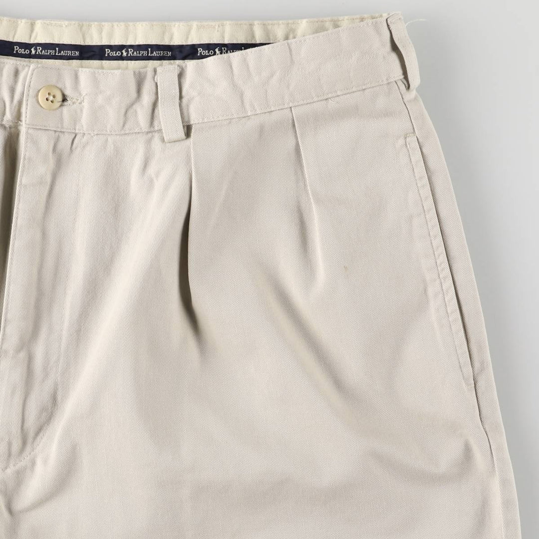 Ralph Lauren Polo Ralph Lauren Two-pleat Chino Shorts, Men's Size W36 cotton Beige type Vintage Second Hand
