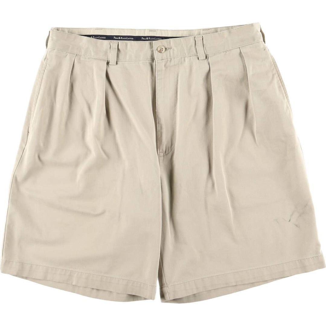 Ralph Lauren Polo Ralph Lauren Two-pleat Chino Shorts, Men's Size W34 cotton Beige type Vintage Second Hand