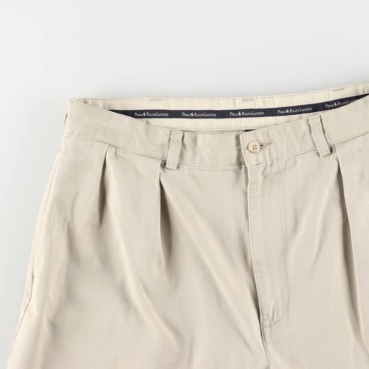 Ralph Lauren Polo Ralph Lauren Two-pleat Chino Shorts, Men's Size W34 cotton Beige type Vintage Second Hand