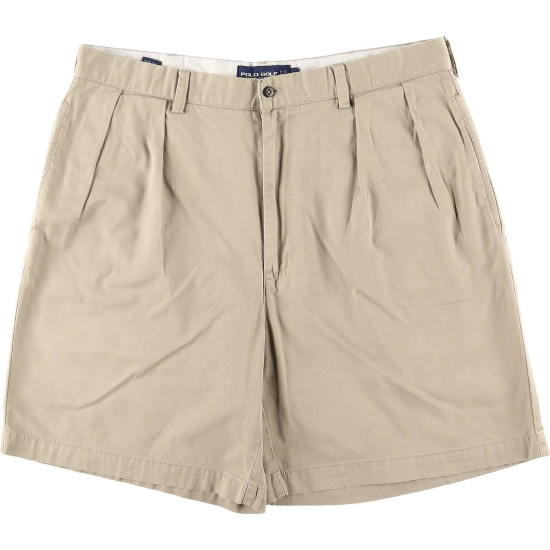 Ralph Lauren POLO GOLF Classic Golf Shorts, two-pleat chino shorts, men's size W37. cotton Beige type Vintage Second Hand