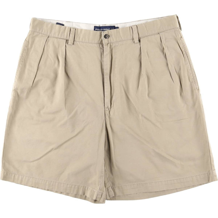 Ralph Lauren POLO GOLF Classic Golf Shorts, two-pleat chino shorts, men's size W37. cotton Beige type Vintage Second Hand