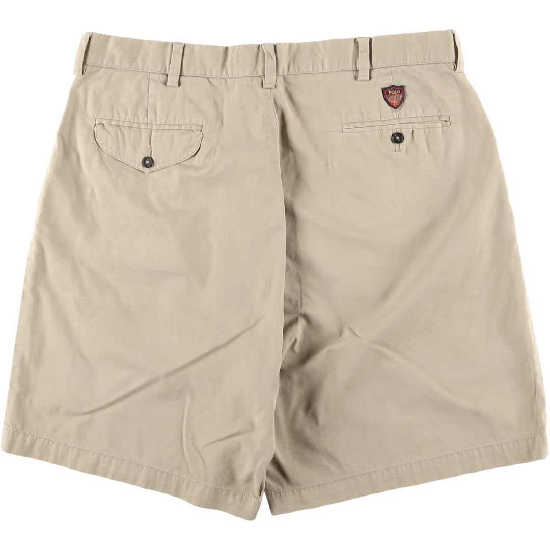 Ralph Lauren POLO GOLF Classic Golf Shorts, two-pleat chino shorts, men's size W37. cotton Beige type Vintage Second Hand