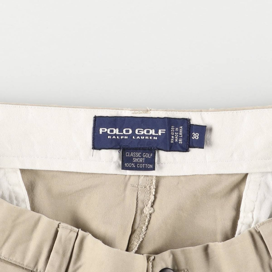 Ralph Lauren POLO GOLF Classic Golf Shorts, two-pleat chino shorts, men's size W37. cotton Beige type Vintage Second Hand