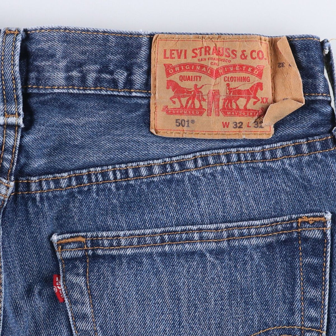 Levi's 501 straight denim pants for men, size W32 cotton blue type Vintage Second Hand