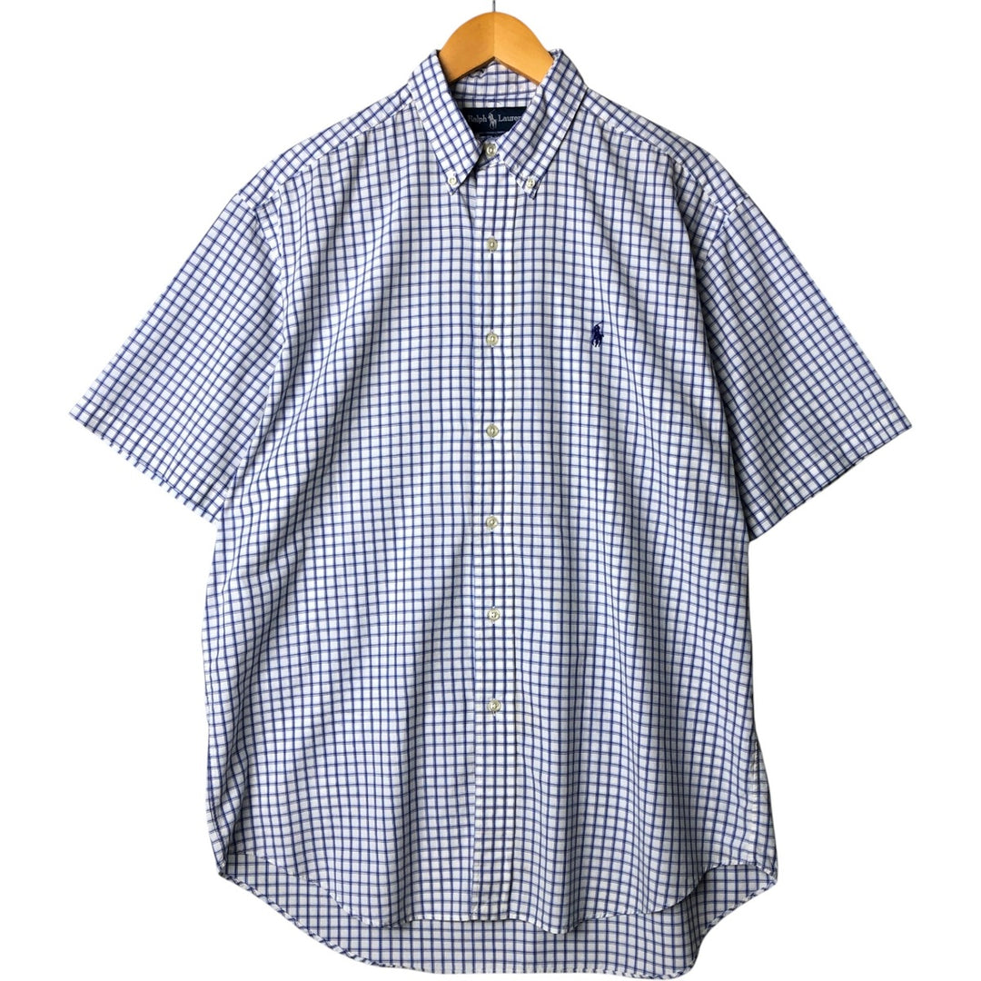 Ralph Lauren BLAKE short sleeve button down check shirt, men's size M cotton white type Vintage Second Hand