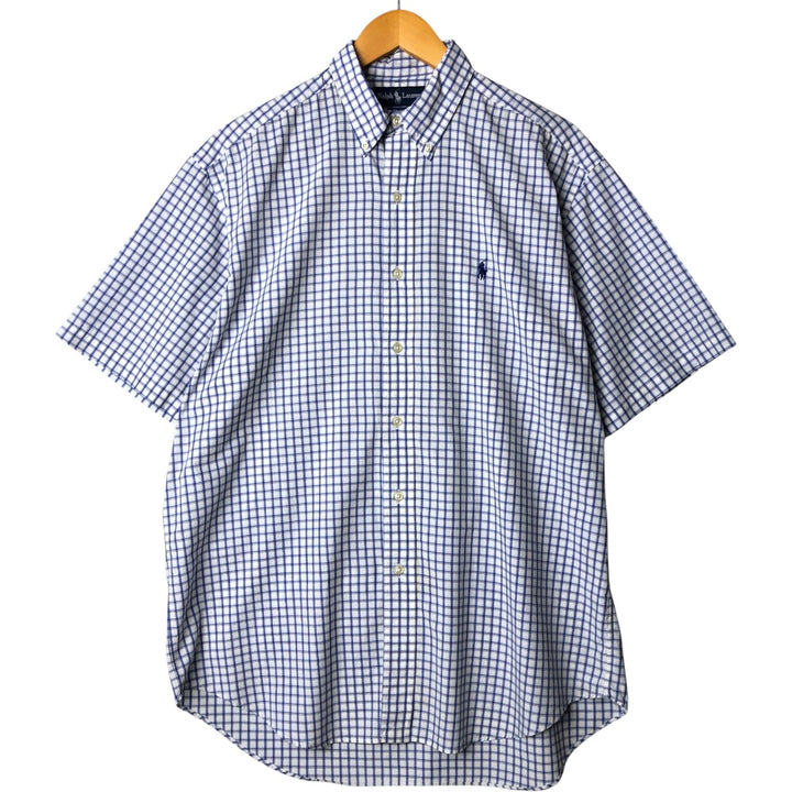 Ralph Lauren BLAKE short sleeve button down check shirt, men's size M cotton white type Vintage Second Hand