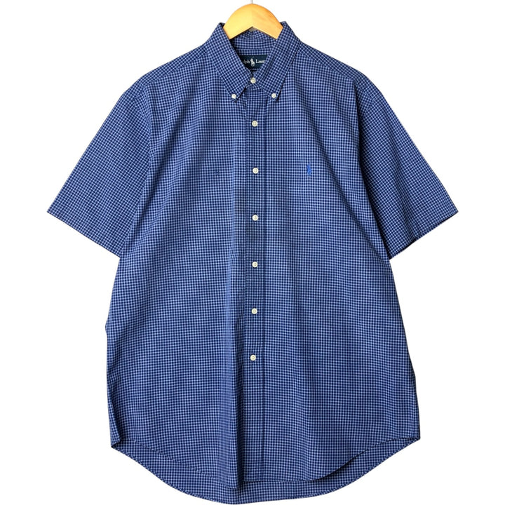 Ralph Lauren Classic Fit Short Sleeve Button Down Check Shirt Men's Size L cotton blue type Vintage Second Hand