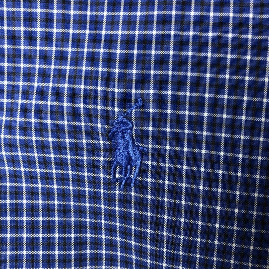 Ralph Lauren Classic Fit Short Sleeve Button Down Check Shirt Men's Size L cotton blue type Vintage Second Hand