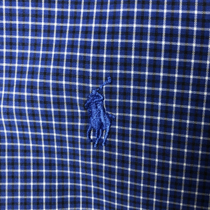 Ralph Lauren Classic Fit Short Sleeve Button Down Check Shirt Men's Size L cotton blue type Vintage Second Hand