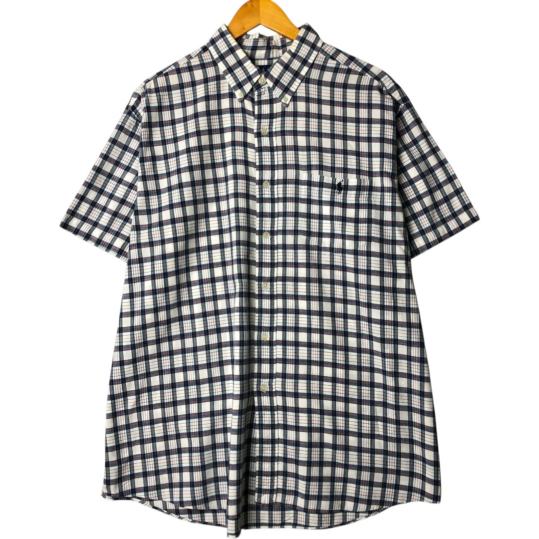 Ralph Lauren Heritage short-sleeved button-down check shirt, men's size XL cotton white type Vintage Second Hand