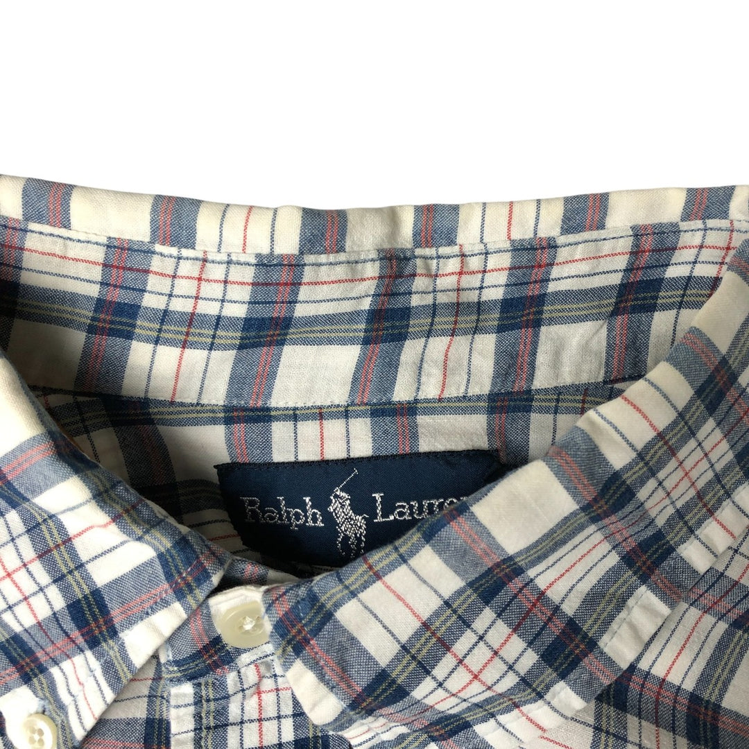 Ralph Lauren Heritage short-sleeved button-down check shirt, men's size XL cotton white type Vintage Second Hand