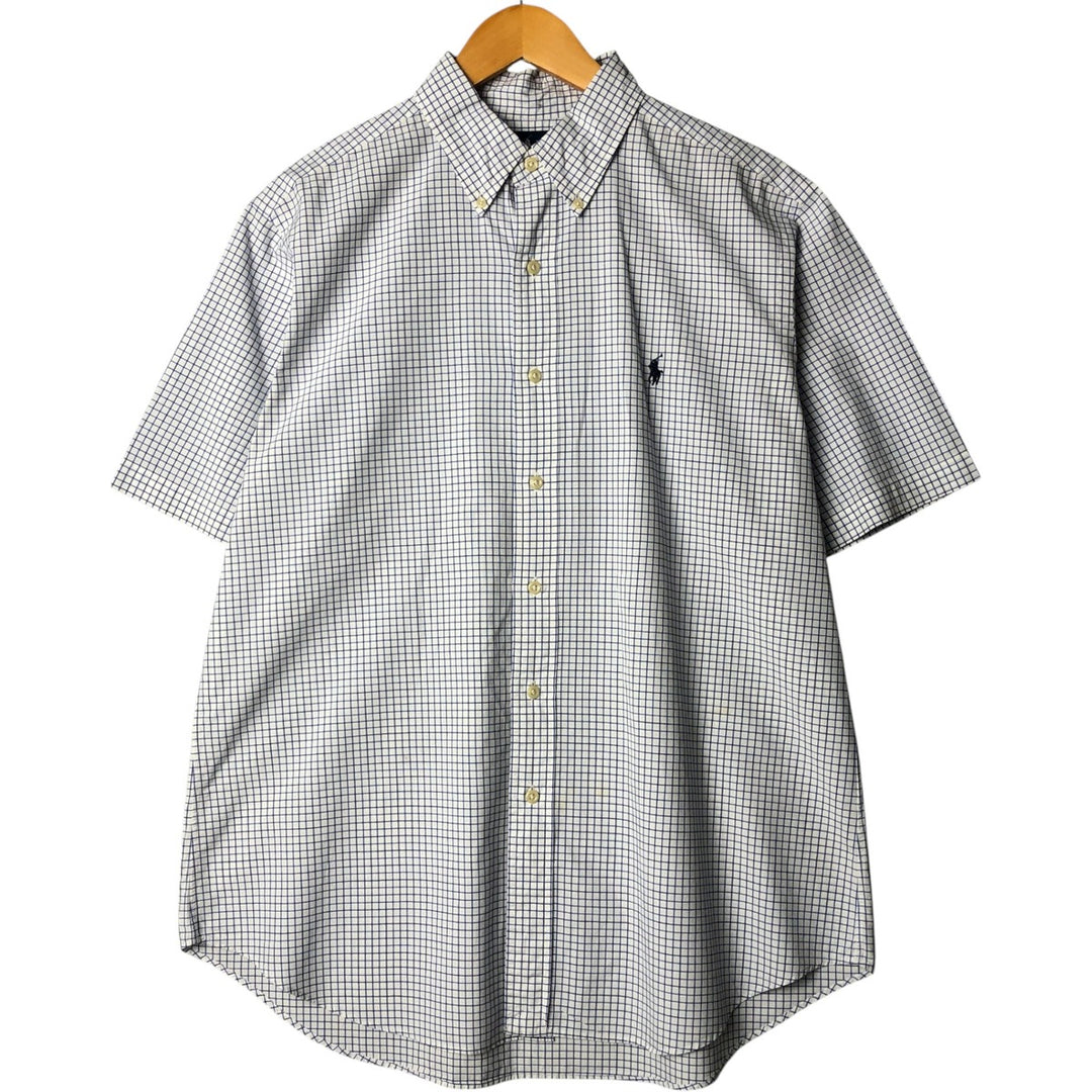Ralph Lauren Classic Fit short sleeve button down check shirt, men's size L cotton white type Vintage Second Hand