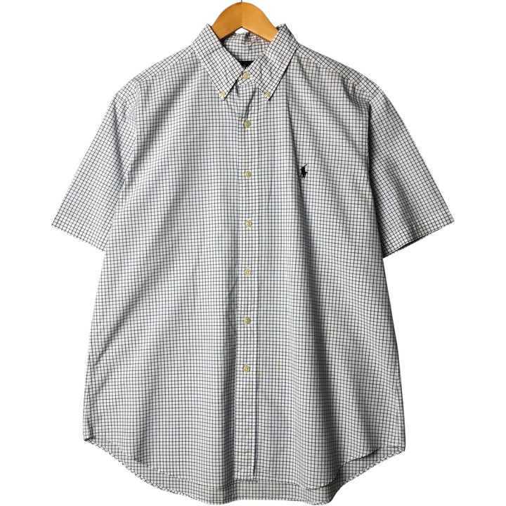 Ralph Lauren Classic Fit short sleeve button down check shirt, men's size L cotton white type Vintage Second Hand
