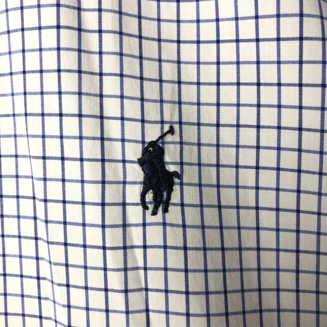 Ralph Lauren Classic Fit short sleeve button down check shirt, men's size L cotton white type Vintage Second Hand