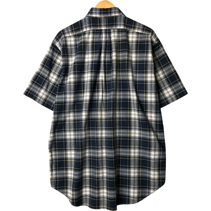 Ralph Lauren BLAKE short sleeve button down check shirt, men's size L cotton navy blue type Vintage Second Hand