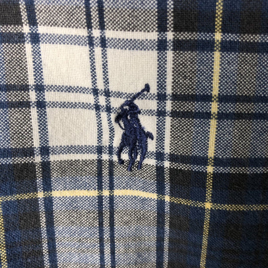 Ralph Lauren BLAKE short sleeve button down check shirt, men's size L cotton navy blue type Vintage Second Hand